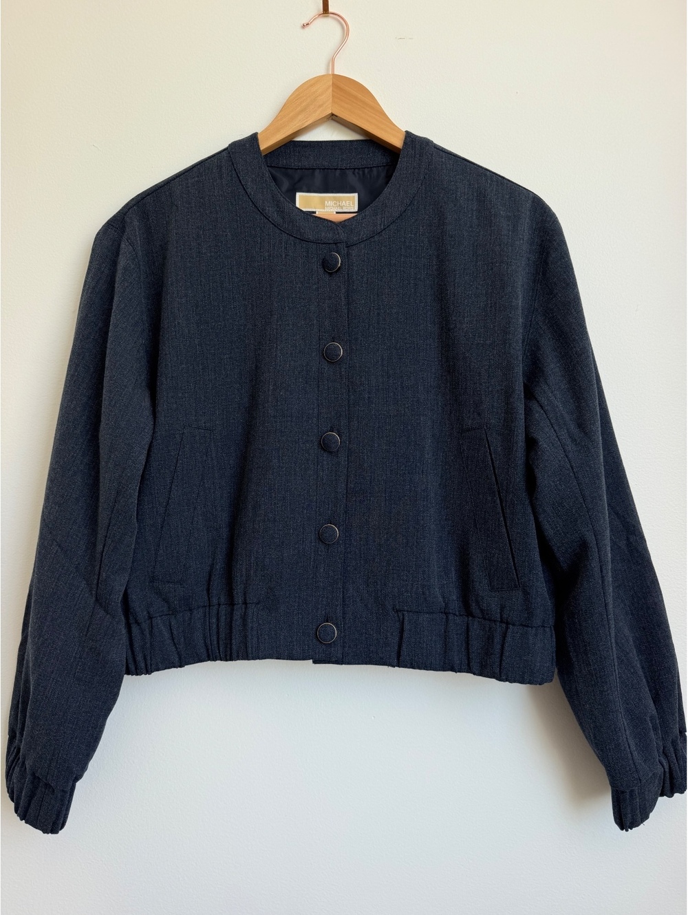 Michael Kors Textured Navy Blue Bomber Jacket Women's Medium